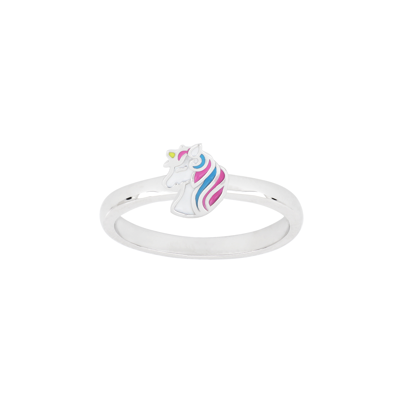 Rhod. sølvbørnering enhjørning m/emalje Str.45