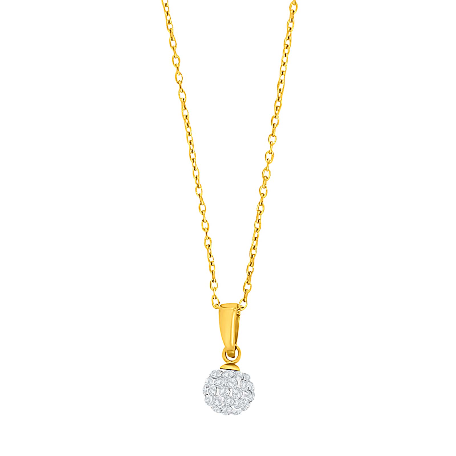 Forg. sølvvedhæng kugle m. hvid cz