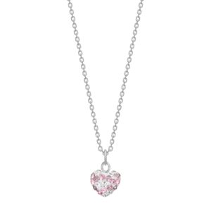 Rhd. sølvvedhæng hjerte m. rosa mix cz