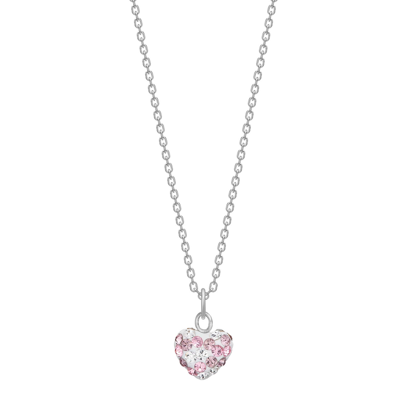 Rhd. sølvvedhæng hjerte m. rosa mix cz