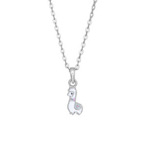 Rhod. sølvvedhæng lama m/emalje inkl. kæde