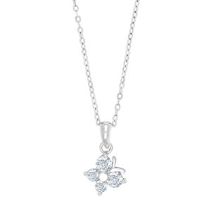 Rhod. sølvvedhæng sommerfugl m/cz inkl. kæde