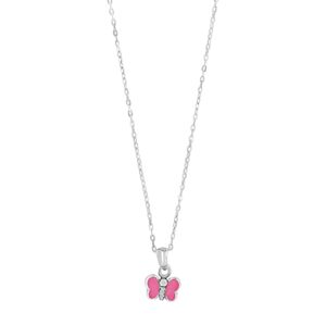 Rhod. sølvvedhæng sommerfugl m/emalje og cz inkl.