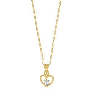 Forg. sølvvedhæng hjerte m/cz inkl. kæde