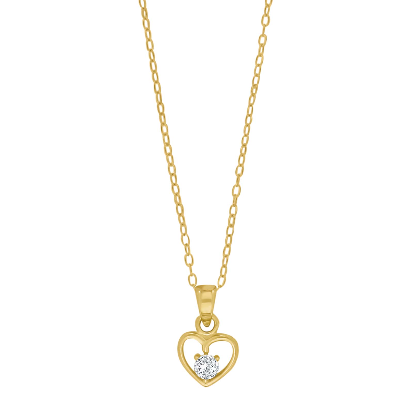 Forg. sølvvedhæng hjerte m/cz inkl. kæde