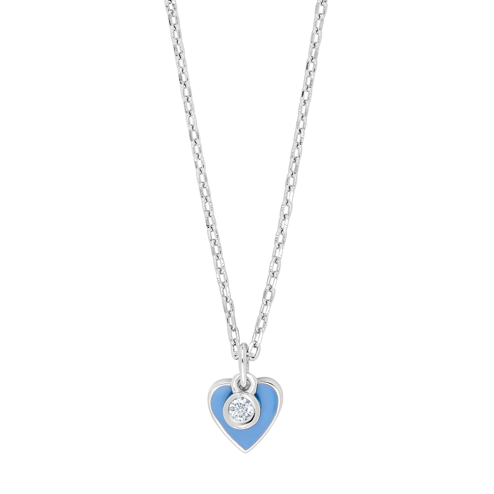 Rhd. sølv halsskæde med blå emalje