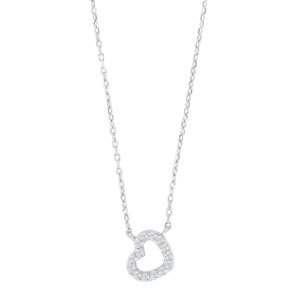 Rhd. sølvvedhæng hjerte m/cz + kæde