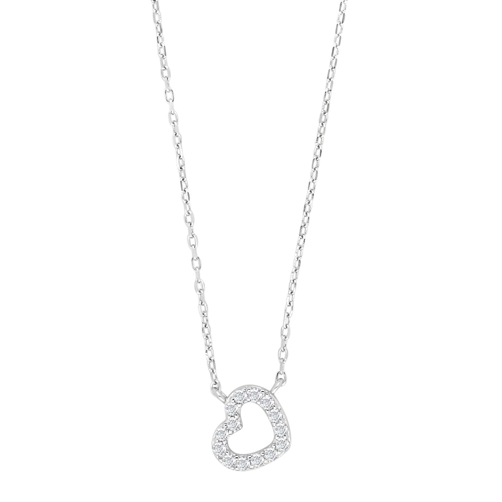 Rhd. sølvvedhæng hjerte m/cz + kæde