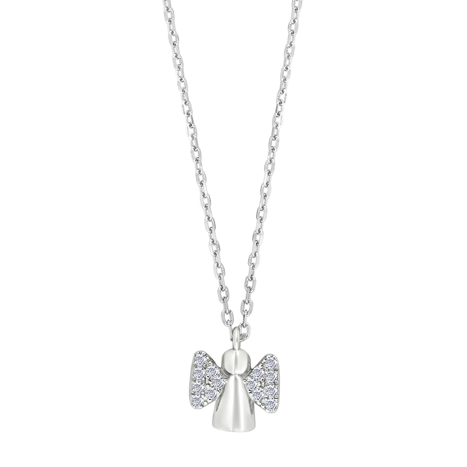 Rhd. sølvvedhæng engel m/cz + kæde