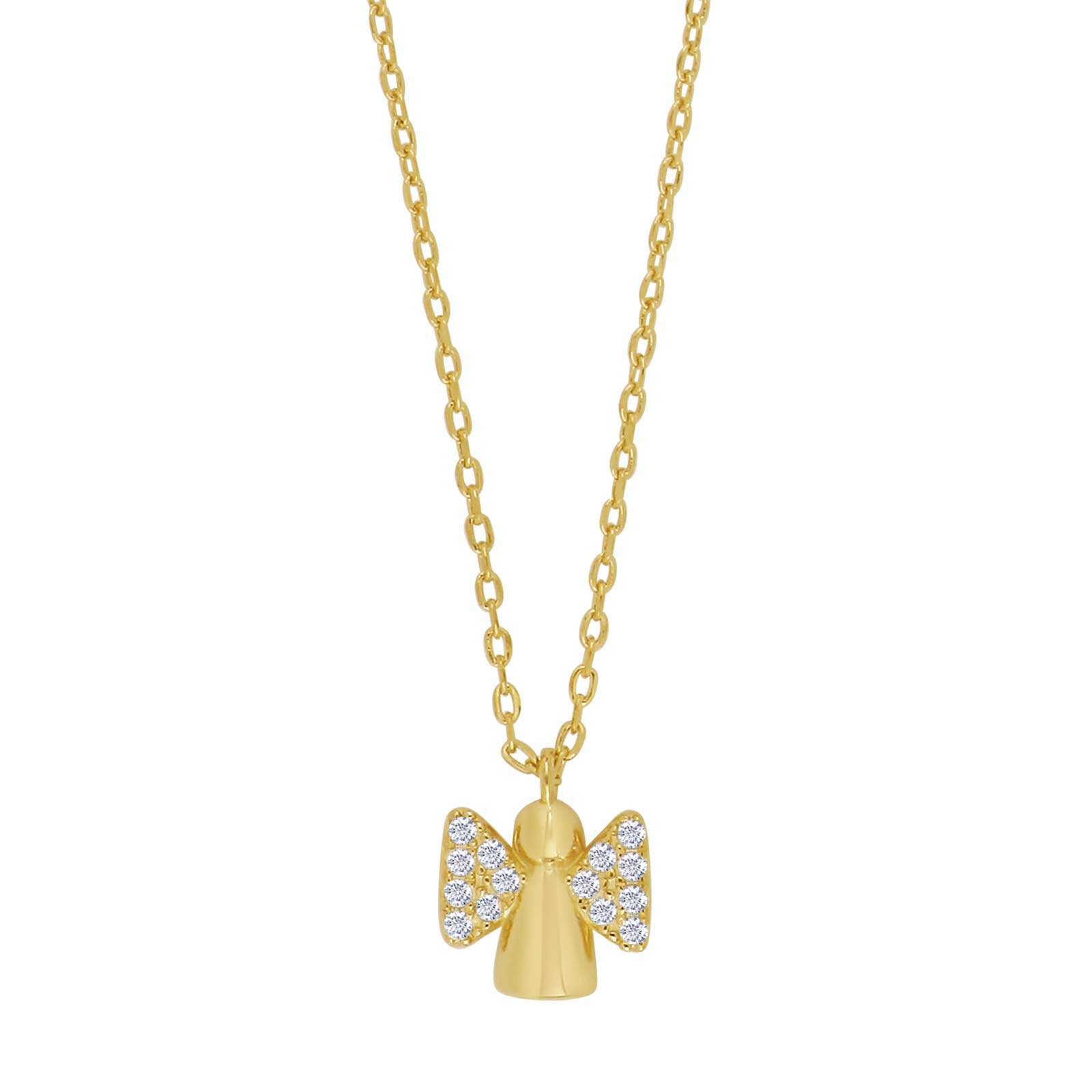 Forg. sølvvedhæng engel m/cz + kæde