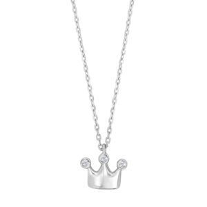Rhd. sølvvedhæng krone m/cz + kæde
