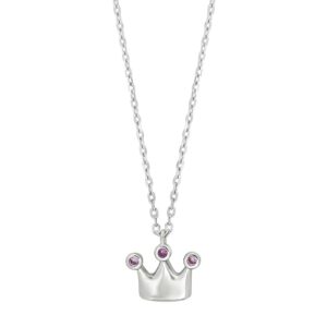 Rhd. sølvvedhæng krone m/cz pink rubin + kæde