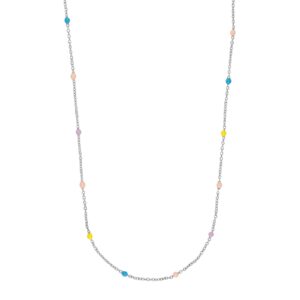 Rhd. sølvhalskæde m. emalje kugler