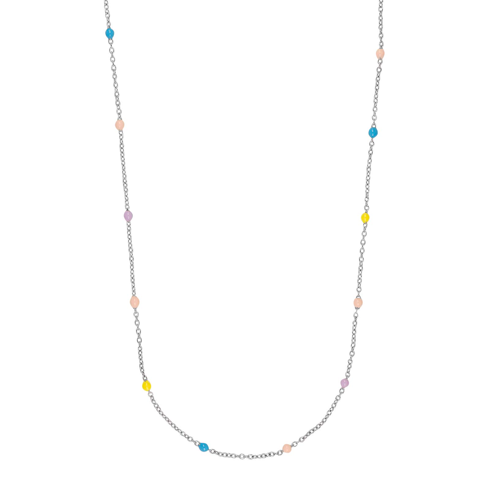 Rhd. sølvhalskæde m. emalje kugler
