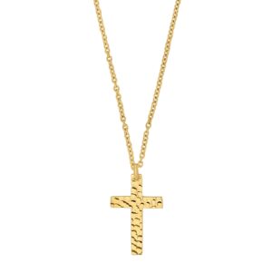 SON kæde stål IP gold med hamret kors