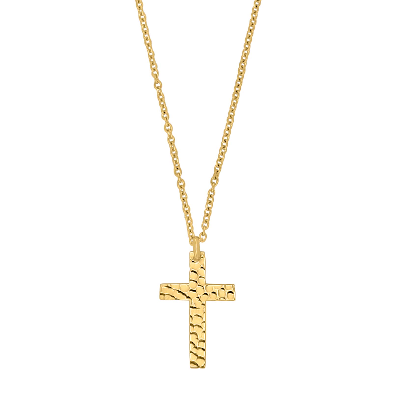 SON kæde stål IP gold med hamret kors