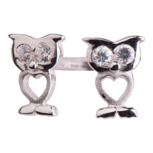 Rhod. sølvørestikker ugle m/cz