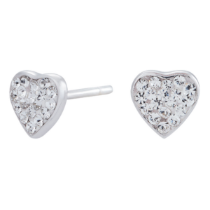 Rhod. sølvørestikker hjerte m/cz.