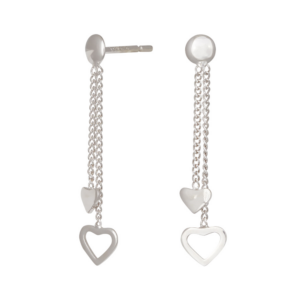 Rhod. sølvørehænger m/hjerter