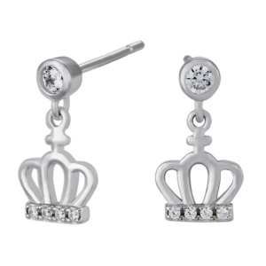 Rhd. sølv ørehænger m/ krone