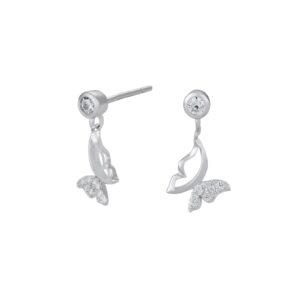 Rhd. sølv ørehænger m/ sommerfugl