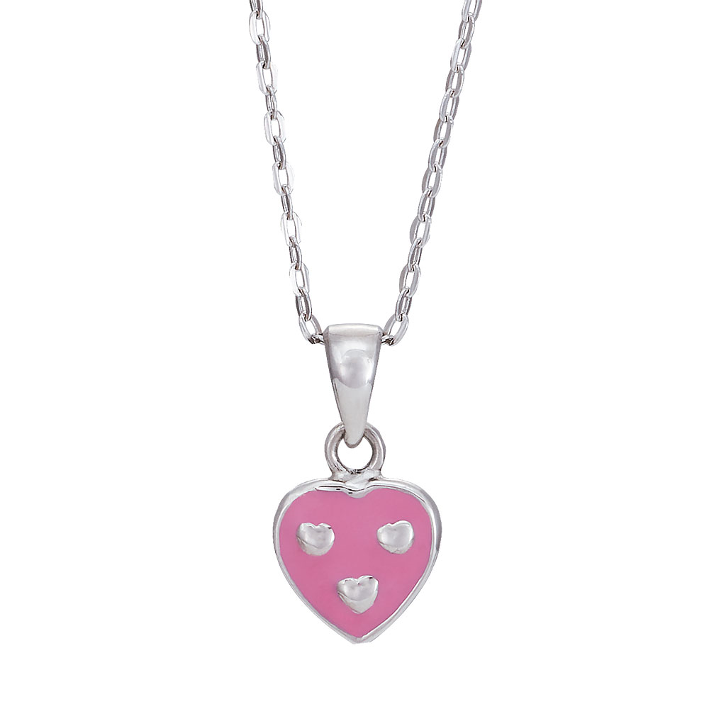 Rhd. sølv vedhæng hjerte m emalje 9mm 38+5cm