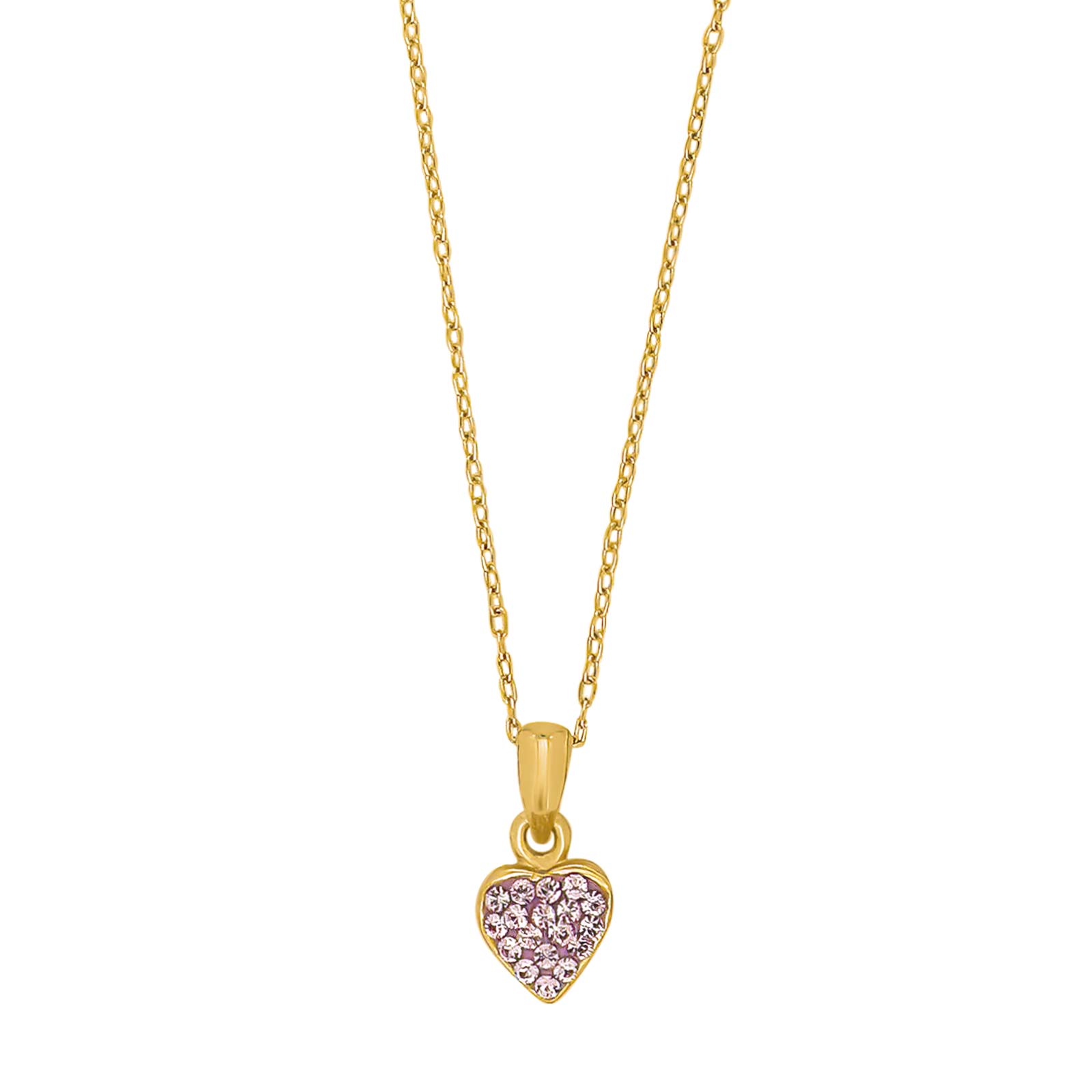 Forg. sølvvedhæng hjerte m/pink cz inkl. kæde