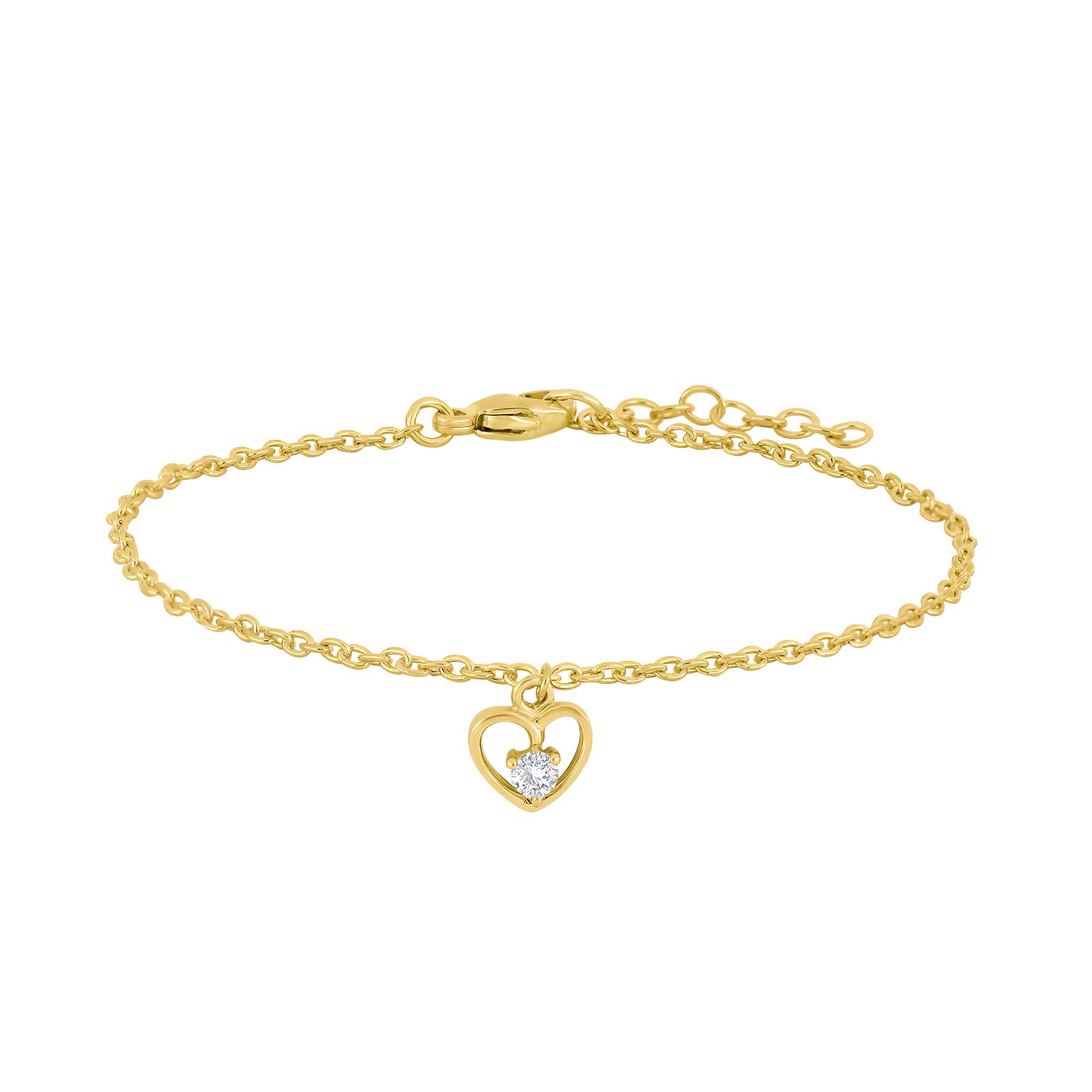 Forg. sølvarmbånd hjerte m/cz