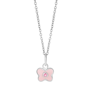 Rhod. sølvvedhæng sommerfugl m/emalje cz inkl kæd