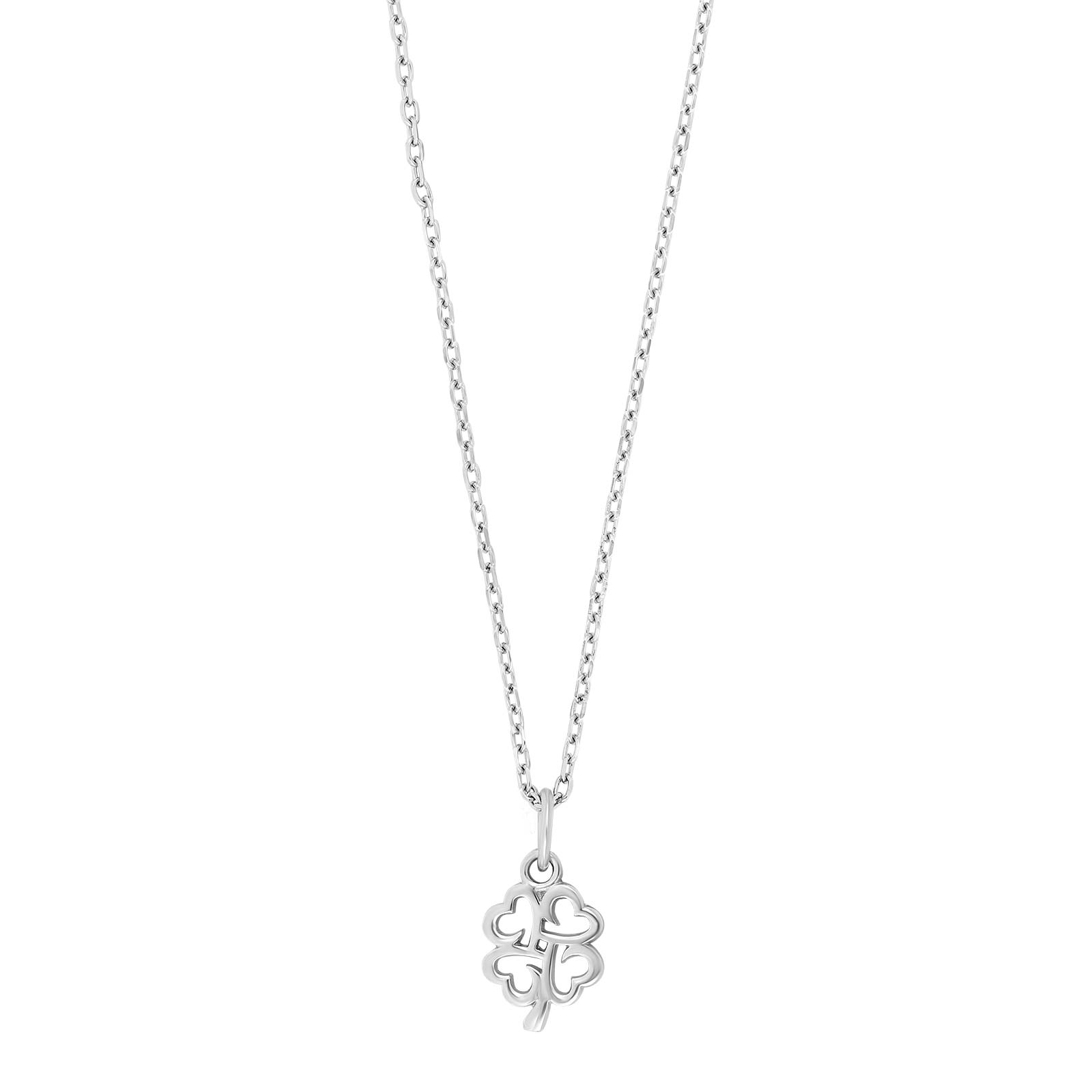 Rhod. sølvvedhæng firkløver m/cz inkl. Kæde