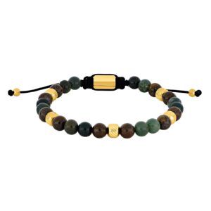 SON armbånd moss agate/ilmenite bronzitite og IP gold 6mm