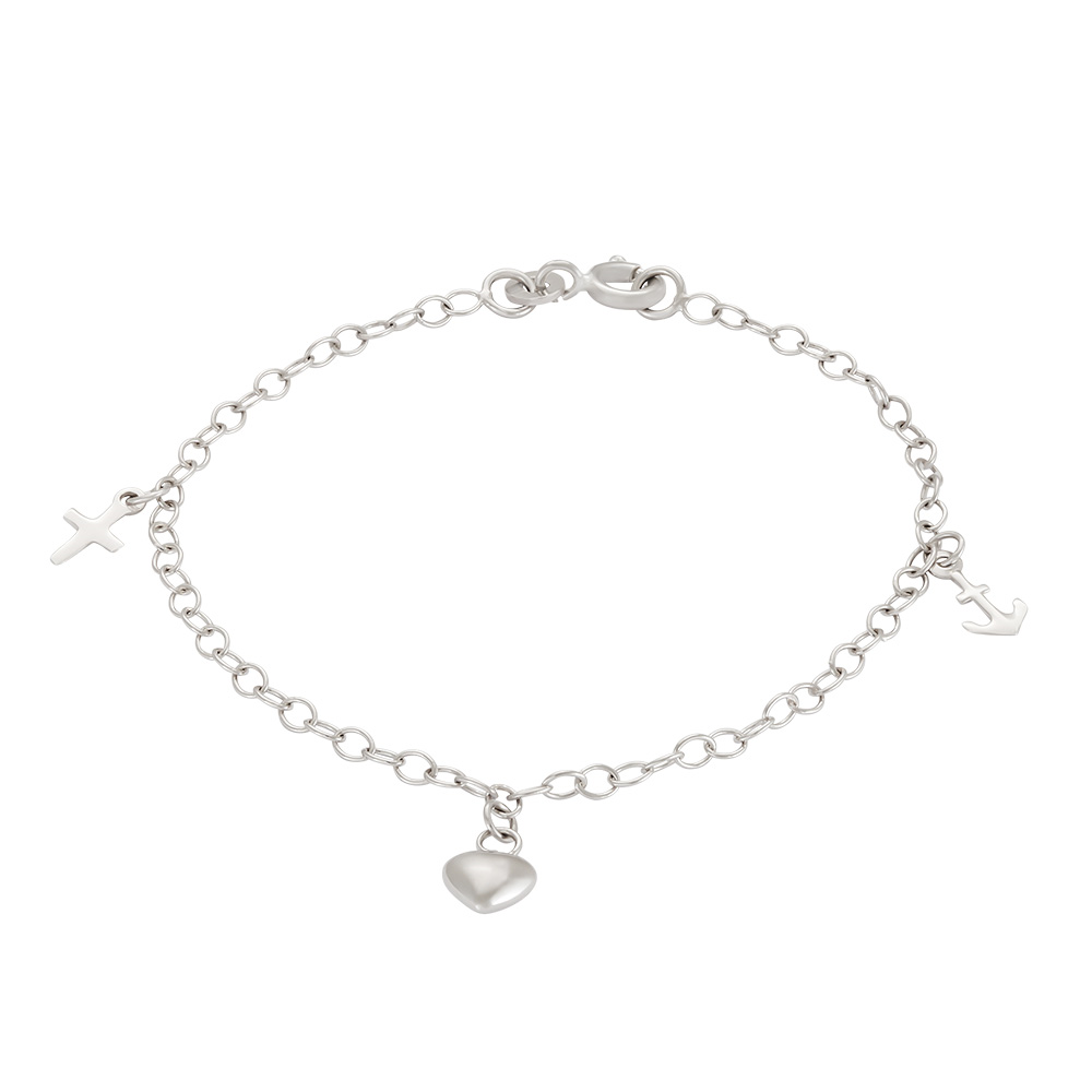 Rhod. sølvarmbånd m/tro, håb og kærlighed