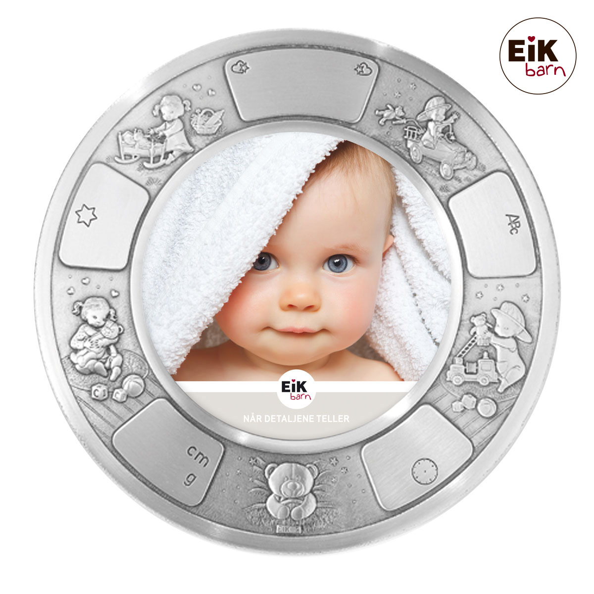 Tin fotoramme (rund) hjertevenner Ø18cm