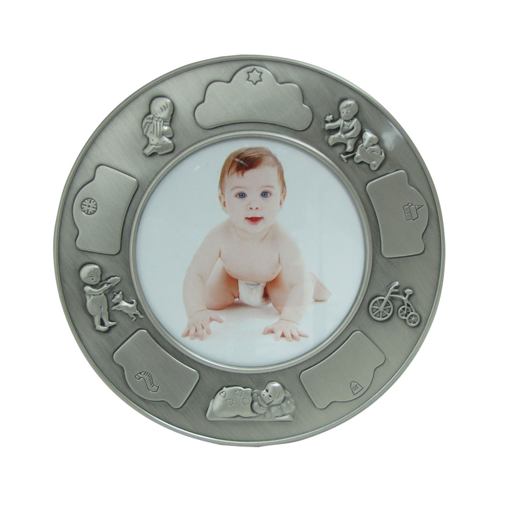 Fortinnet fotoramme (rund) m. drenge