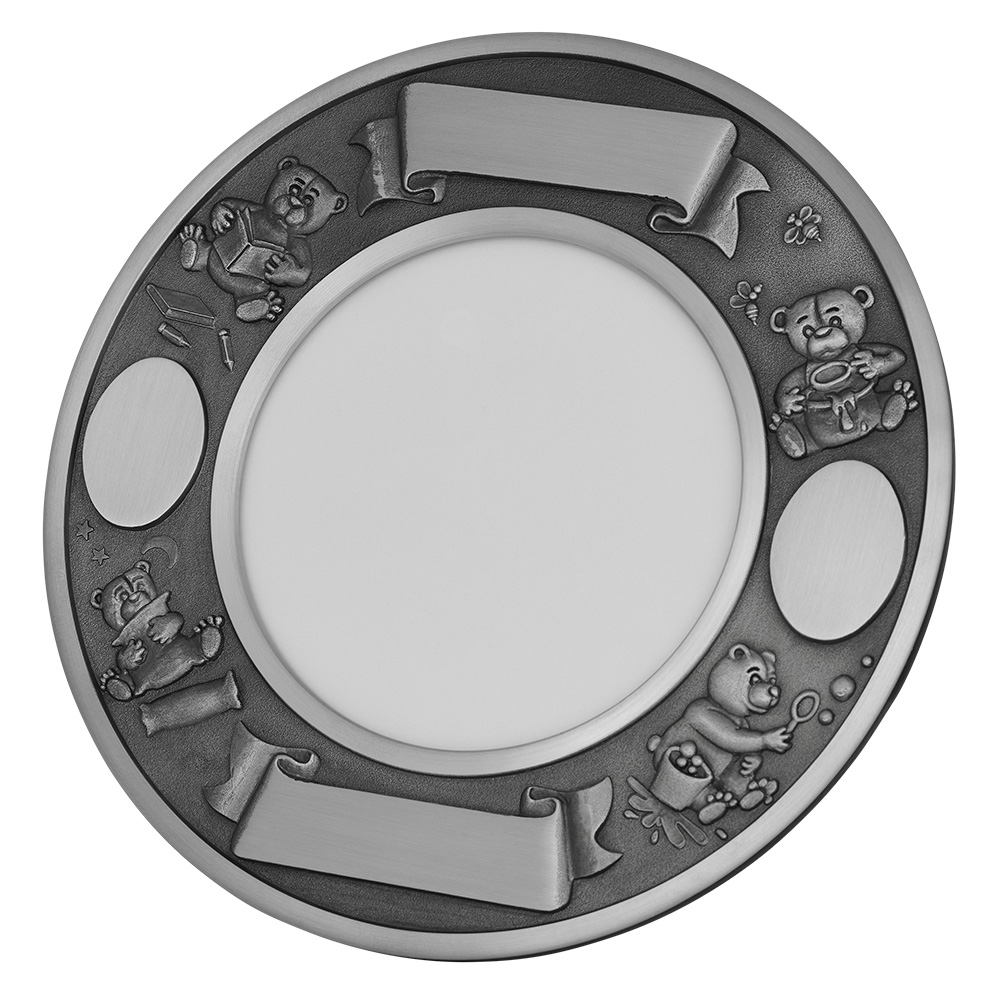 Tin fotoramme (rund) m. bamser Ø17