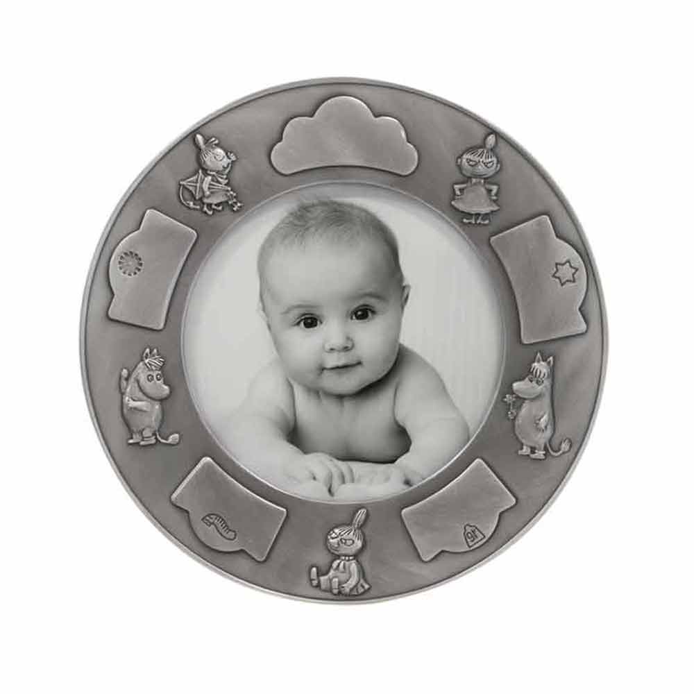 Fortinnet fotoramme (rund) m. Mumi & Lille My