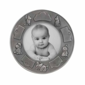 Fortinnet fotoramme (rund) m. Mumi & familien