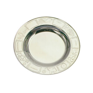 Rustfri stål tallerken m. dåbsmotiver