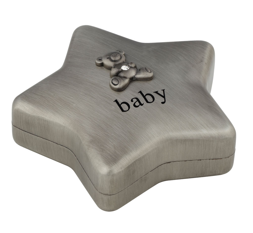 Fortinnet sparebøsse stjerne m. bamse Bambino