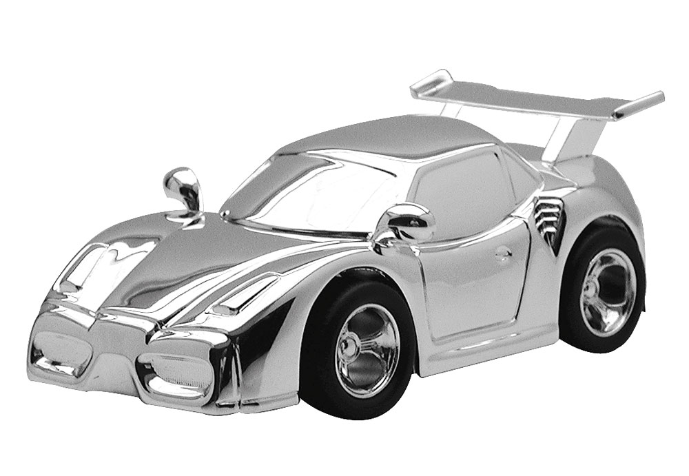 Forkromet sparebøsse racerbil