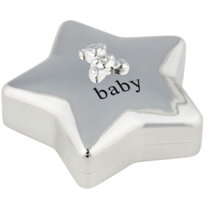 Forsølvet sparebøsse stjerne m. bamse Bambino