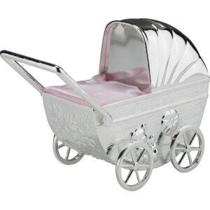 Forkromet sparebøsse dukkevogn