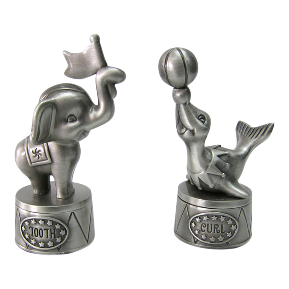 Fortinnet æske første tand/hårlok elefant & søløve