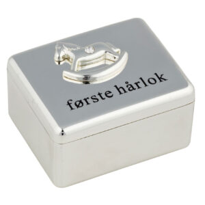 Forsølvet æske "første hårlok" Bambino
