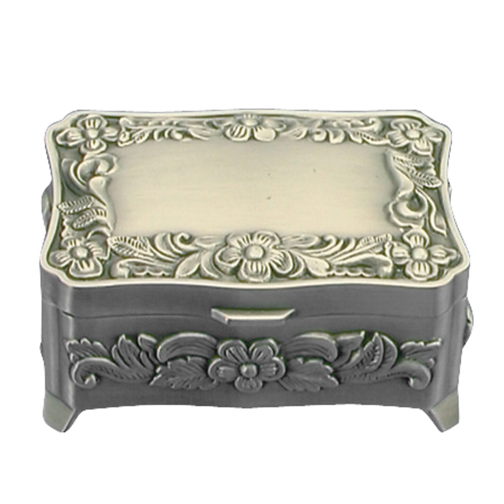 Fortinnet smykkeskrin m. blomster