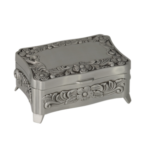 Fortinnet smykkeskrin m. blomster