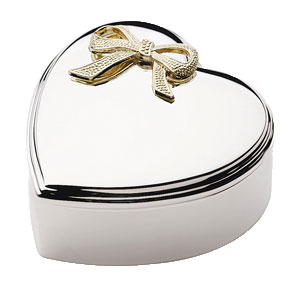 Forkromet smykkeskrin m. forgyldt sløjfe 8x8cm