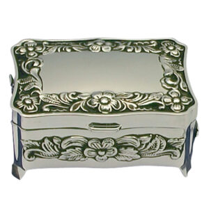 Forkromet smykkeskrin m. blomster