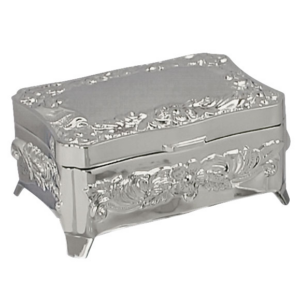 Forkromet smykkeskrin m. blomster