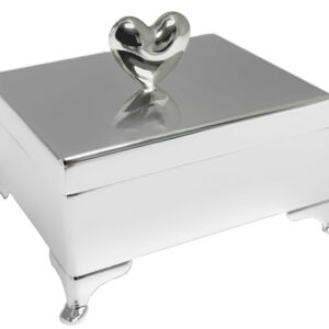 Forkromet smykkeskrin m. hjerte